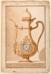 Dessin, Cafetière avec médaillon émaillé, 1700-1725