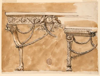 Dessin, tables console, vers 1790