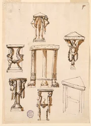 Dessin, tables de console, vers 1800