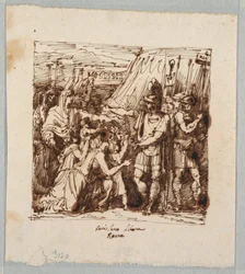 Dessin, Coriolan accepte de lever le siège de Rome, fin du XIXe siècle