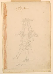 Dessin, création de costumes : Un Français pour un ballet, vers 1790