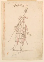 Dessin, création de costumes : Un Allemand pour un ballet, vers 1720