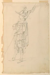 Dessin, création de costumes : Un hallebardier pour un ballet, vers 1720