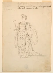 Dessin, création de costumes : Poésie pour un ballet, vers 1720