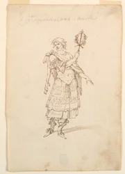 Dessin, création de costumes : Valor et Musique pour un ballet, vers 1720