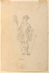 Dessin, création de costumes : Vaillance pour un ballet, vers 1720