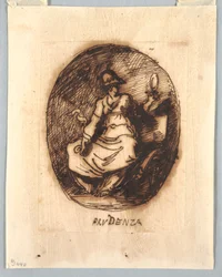 Dessin, projet décoratif avec Prudence dans un ovale, vers 1780