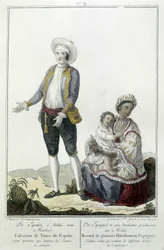 Un Espagnol et une Indienne donnent naissance à un Métis - gravure