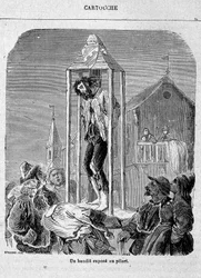 Un bandit exposé au pilori - dans «Cartouche, roi des bandits», par Grandpré