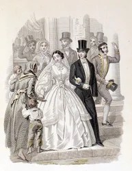 Un mariage bourgeois, gravure de 1860.