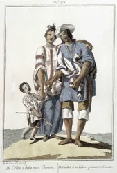 Un cauillote et un Indien donnent naissance à un chamizo - gravure