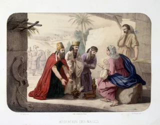 Adoration des Mages (offrande au Christ, à la Vierge Marie et à Joseph)