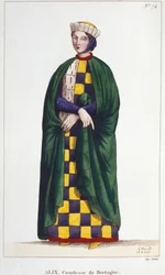 Alix de Thouars (1201-1221), comtesse de Bretagne, fille de Guy de Thouars, duc de Bretagne. Gravure de 1830.