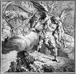 Allégorie du vent du nord. Gravure du 18ème siècle
