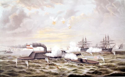 Guerre civile américaine (1861 - 1865) : Bataille navale de Hampton Roads (Virginie) 08-09 mars