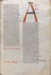 Anno tertio : Incipit Daniel Propha.Incipit du Livre du Prophète Daniel, XIe siècle (miniature, manuscrit membranaire)