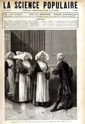Antoine Augustin Parmentier (1737 - 1813), pharmacien connu pour avoir répandu la culture de la pomme de terre en France, parlant à des religieuses. dans « La science populaire » 20/01/1881