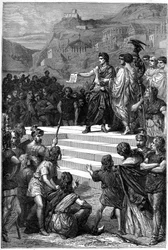 Auguste (Octavien ou Octavian) (63 av. J.-C. - 14) a établi à Lyon le centre du gouvernement de la Gaule en 28 av. J.-C.