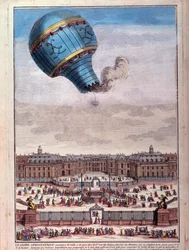 Vol en montgolfière : expérience des frères Montgolfier devant le château de Versailles en septembre 1783