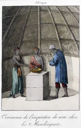 Baptême chez les Mandingues (Mali ?) en Afrique - gravure