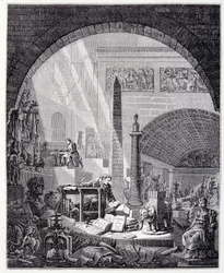 Baron Dominique Vivant-Denon à son bureau, entouré d