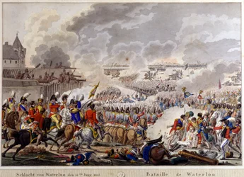Bataille de Waterloo le 18 juin 1815. gravure du 19ème siècle