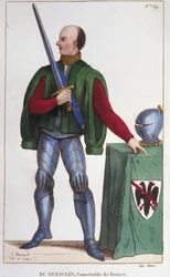 Bertrand du Guesclin (c. 1320-1380). Connétable de France. Gravure de 1830
