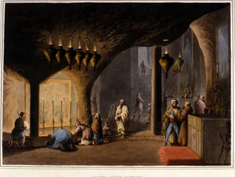 Bethléem (Cisjordanie) : La Grotte de la Nativité. 19ème siècle