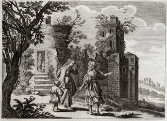 Bible de Royaumont, Ancien Testament : Ismaël chassé. Illustration de 1811.