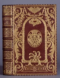 Couverture de livre, reliure avec ornements variés aux armes de la famille Cotte d