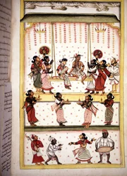 Fête nuptiale - Page du manuscrit (ms.8300) "Histoire du Mogol" (Moghul ou Moghol) par Stefano Nivibus Cardeira. 18ème siècle. Biblioteca Marciana, Venise