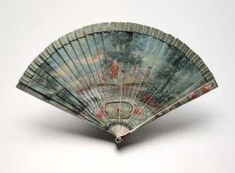 Éventail brisé avec une scène de deux couples dans un paysage, vers 1700-25
