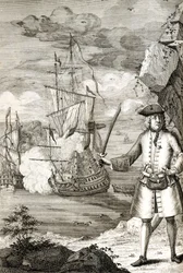 Le capitaine Henry Avery prenant un des navires du Grand Moghol