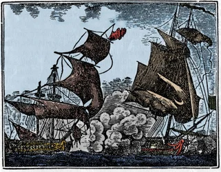 Le capitaine Thy attaque un galion indien (collision)