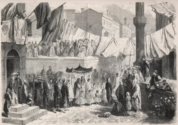 Procession catholique dans les rues de Constantinople à l