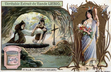 Chactas et le père Aubry enterrent Atala et portrait de l