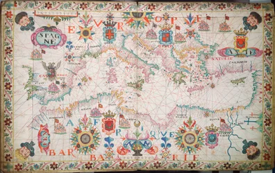 Carte de la Méditerranée, de la mer Noire et de la mer Caspienne, vers 1600