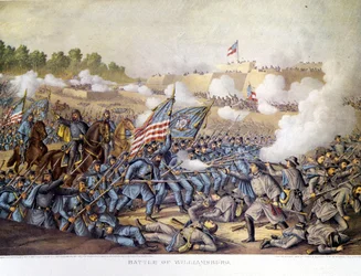 Guerre civile américaine (1861 - 1865) : 05/05/1862. Bataille de Williamsburg. Gravure.