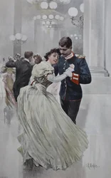 Couple dansant à un bal de Noël