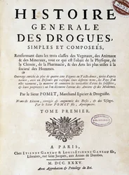 Page de couverture de la « Histoire générale des drogues, simples et composées » par Pomet