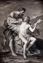 Dédale et Icare. Gravure du 19e siècle.