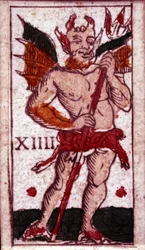 Diable représenté sur une carte à jouer. 18ème siècle.