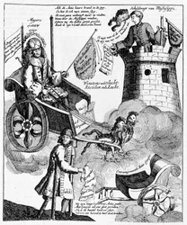 Estampe satirique néerlandaise contre John Law (1671-1729), sur l