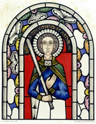 Gravure représentant le vitrail de Saint Timothée, de l