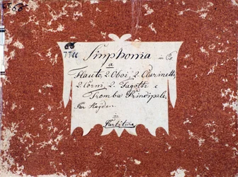 Première page de la partition musicale de la Symphonie 66 en si bémol majeur par J Haydn