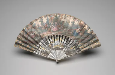 Éventail pliant avec une scène pastorale, vers 1740-60