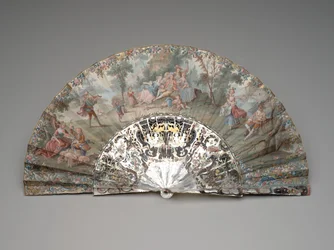 Éventail pliant avec une scène pastorale, vers 1740-50