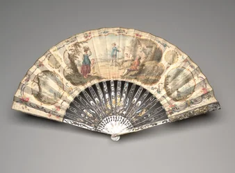 Éventail pliant avec scène pastorale, vers 1770