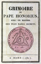 Frontispice du grimoire du pape Honorius utilisé pour invoquer des démons.