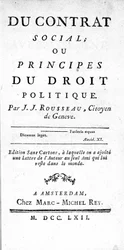 Frontispice du Contrat social ou Principes du droit politique par Jean Jacques Rousseau (1712-1778), imprimé à Amsterdam en 1762